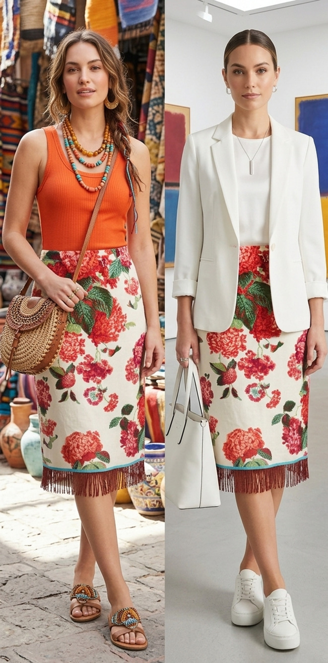 Anthropologie Beaded Tassel Floral Silk Cotton Skirt Dopamine statement Skirt-2